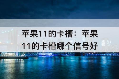 苹果11的卡槽：苹果11的卡槽哪个信号好