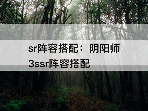 sr阵容搭配：阴阳师3ssr阵容搭配