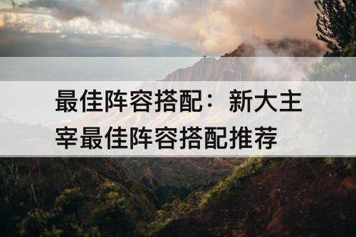 最佳阵容搭配：新大主宰最佳阵容搭配推荐