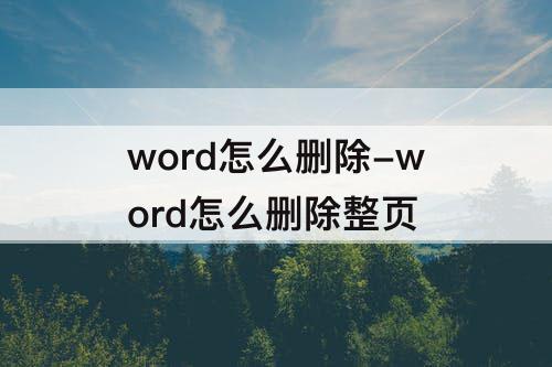 word怎么删除-word怎么删除整页