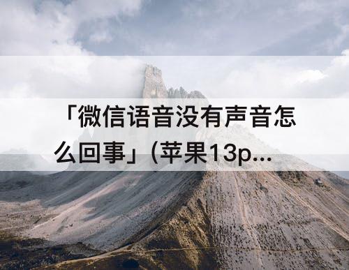 「微信语音没有声音怎么回事」(苹果13pro微信语音没有声音怎么回事)