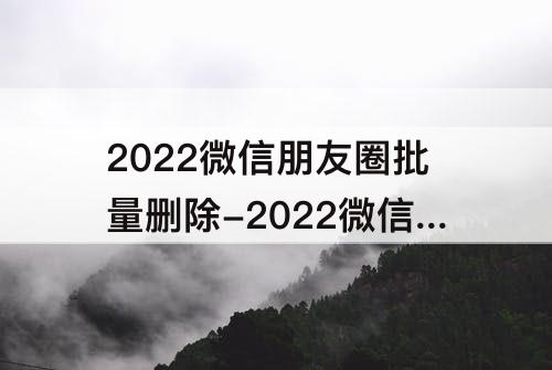 2022微信朋友圈批量删除-2022微信朋友圈批量删除方法