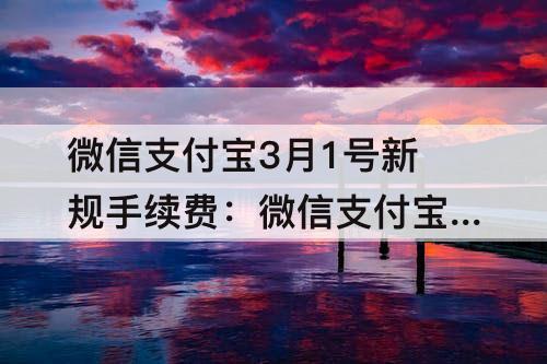 微信支付宝3月1号新规手续费：微信支付宝3月1号新规手续费执行了吗