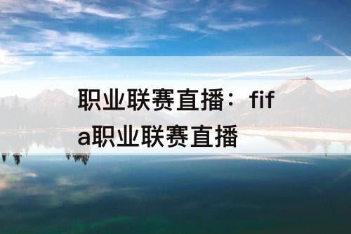 职业联赛直播：fifa职业联赛直播