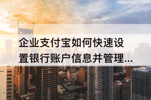 企业支付宝如何快速设置银行账户信息并管理银行账户