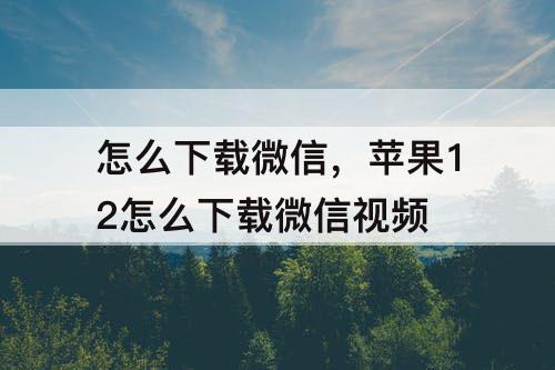 怎么下载微信，苹果12怎么下载微信视频