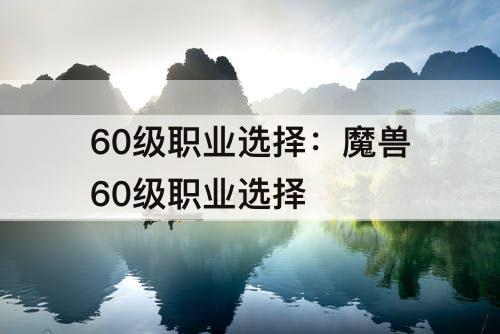 60级职业选择：魔兽60级职业选择