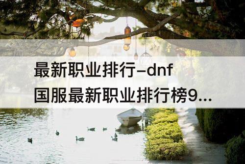 最新职业排行-dnf国服最新职业排行榜9月