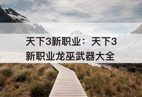 天下3新职业：天下3新职业龙巫武器大全
