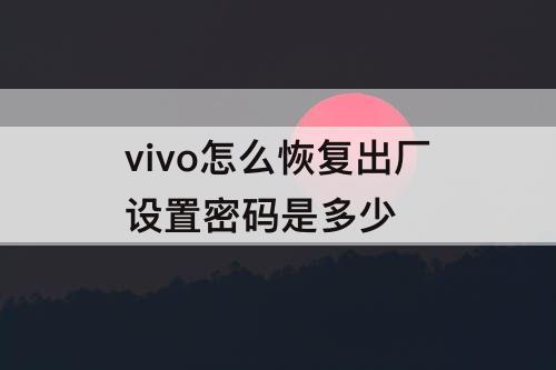 vivo怎么恢复出厂设置密码是多少