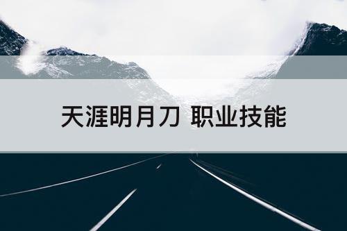天涯明月刀 职业技能