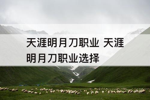 天涯明月刀职业 天涯明月刀职业选择