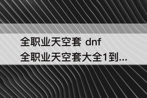 全职业天空套 dnf全职业天空套大全1到10