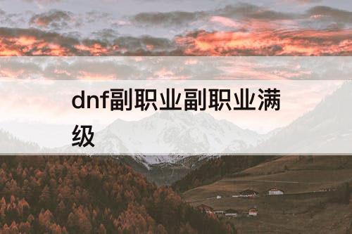 dnf副职业副职业满级