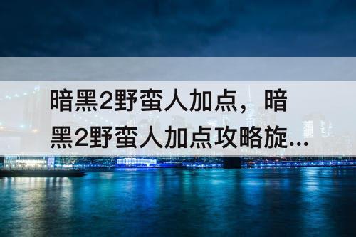 暗黑2野蛮人加点，暗黑2野蛮人加点攻略旋风