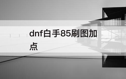 dnf白手85刷图加点