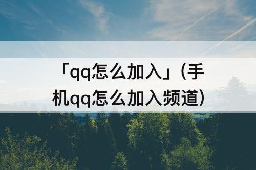 「qq怎么加入」(手机qq怎么加入频道)