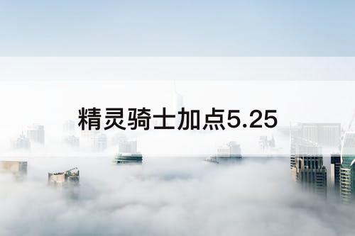 精灵骑士加点5.25