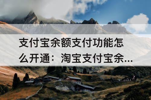 支付宝余额支付功能怎么开通：淘宝支付宝余额支付功能怎么开通