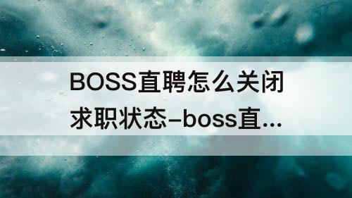 BOSS直聘怎么关闭求职状态-boss直聘怎么关闭求职状态苹果