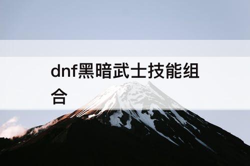 dnf黑暗武士技能组合