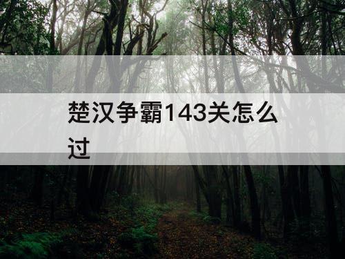 楚汉争霸143关怎么过