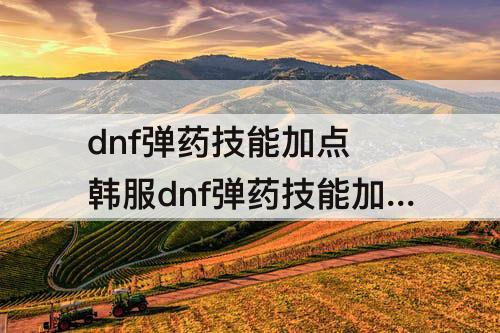 dnf弹药技能加点 韩服dnf弹药技能加点