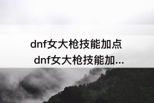 dnf女大枪技能加点 dnf女大枪技能加点2023