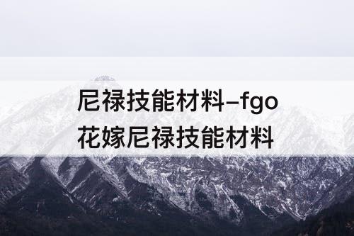 尼禄技能材料-fgo花嫁尼禄技能材料