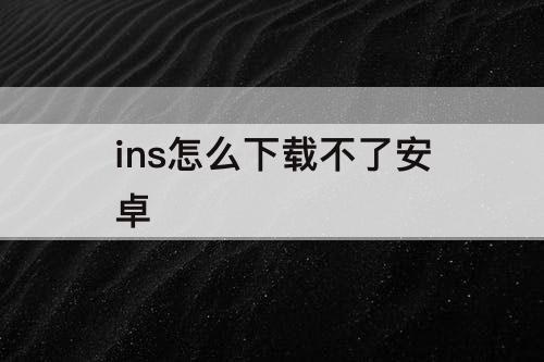 ins怎么下载不了安卓