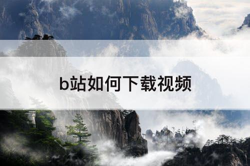 b站如何下载视频