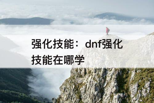 强化技能：dnf强化技能在哪学