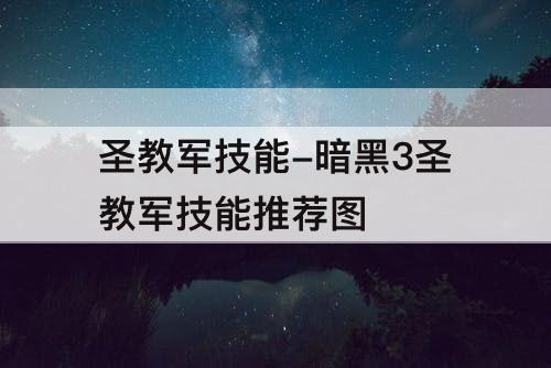 圣教军技能-暗黑3圣教军技能推荐图