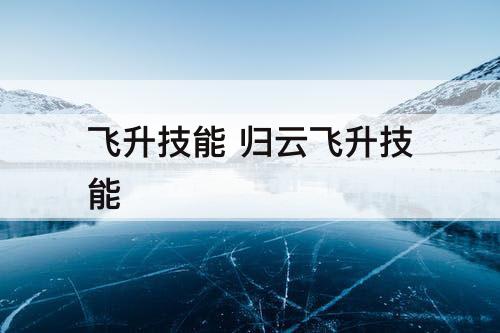 飞升技能 归云飞升技能