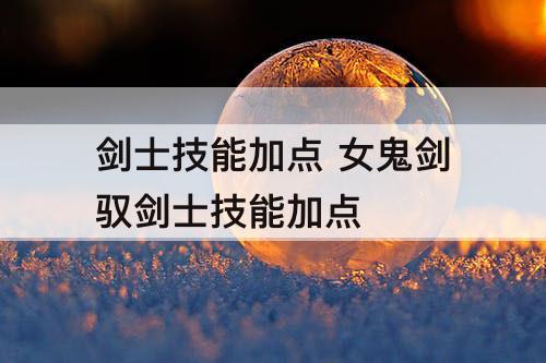 剑士技能加点 女鬼剑驭剑士技能加点