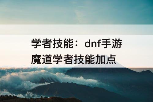 学者技能：dnf手游魔道学者技能加点