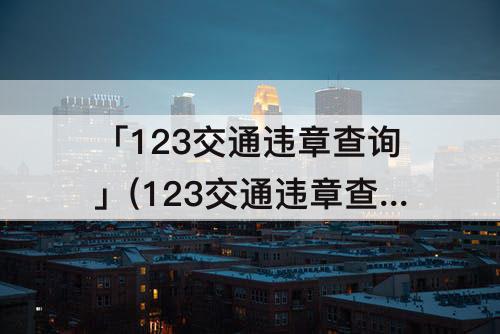 「123交通违章查询」(123交通违章查询在线)