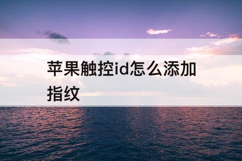 苹果触控id怎么添加指纹