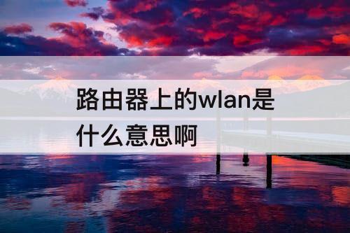 路由器上的wlan是什么意思啊