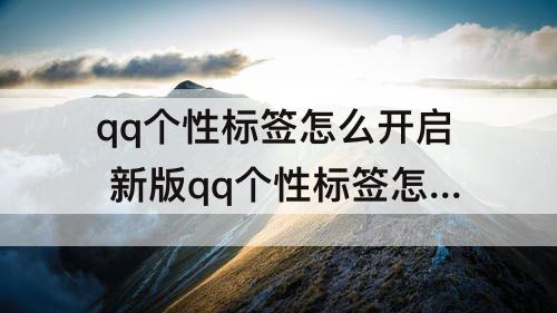 qq个性标签怎么开启 新版qq个性标签怎么开启