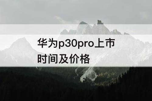 华为p30pro上市时间及价格