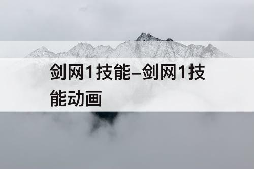 剑网1技能-剑网1技能动画