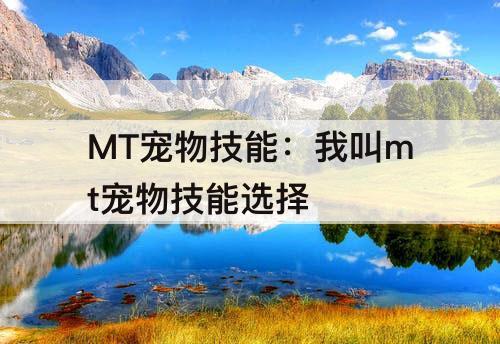 MT宠物技能：我叫mt宠物技能选择