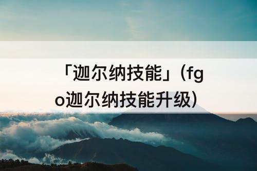 「迦尔纳技能」(fgo迦尔纳技能升级)