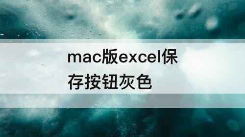 mac版excel保存按钮灰色