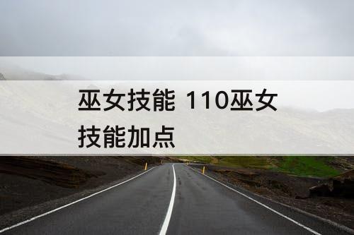 巫女技能 110巫女技能加点