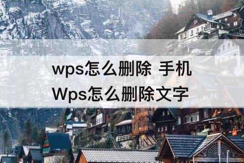 wps怎么删除 手机Wps怎么删除文字