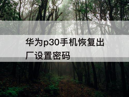 华为p30手机恢复出厂设置密码