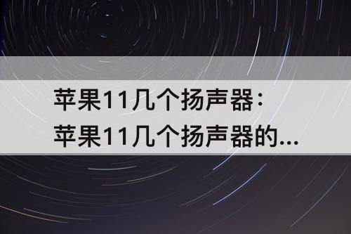 苹果11几个扬声器：苹果11几个扬声器的口