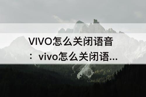 VIVO怎么关闭语音：vivo怎么关闭语音唤醒